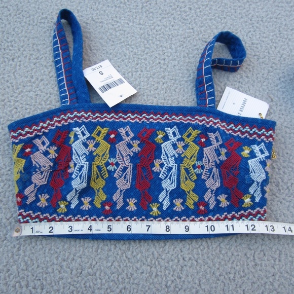 Forever‎ 21 Crotchet Blue Multi Color Bandeau Crop Top Womens S Y2K summer beach - Picture 10 of 12